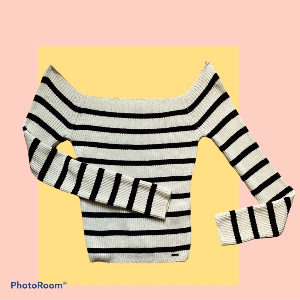 Striped Hollister Off Shoulder Sweater